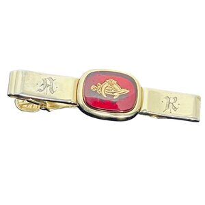 Vintage Shriners Anson Gold Tone And Red Tie Bar With Initials H R (1526)